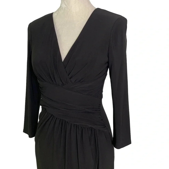 Eliza J Surplice Wrap Jersey V Neck Dress Black Size 2 NWT - Picture 5 of 13
